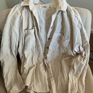 Hollister Men's Light Beige Striped Shirt Jacket